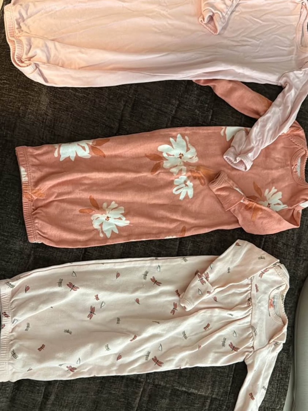 Carter's Peach Floral & Light Pink Long-Sleeve Nightgowns - 3 Pack Look